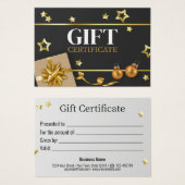 上品な金ゴールドクリスマスボールスターリボンギフトカード (正面&裏面)