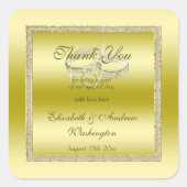 上品な金ゴールドグリッター結婚とリングや輪 スクエアシール (正面)