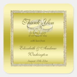 上品な金ゴールドグリッター結婚とリングや輪 スクエアシール