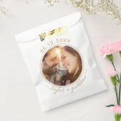 上品な金ゴールドシモダンッ結婚クのパーソナライズされた写真 フェイバーバッグ (封をした状態)