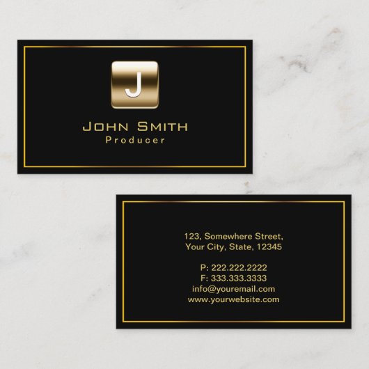 上品な金ゴールドスタンプ制作者ダークビジネスカード 名刺 (正面/裏面)