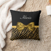 上品な金ゴールドゼブラプリントフェイクグリッツ弓の名前 クッション (ブランケット)