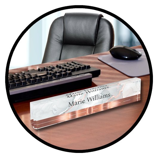 上品な金ゴールドトーンレディースモノグラム机用ネームプレート デスクネームプレート