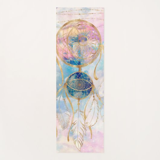 上品な金ゴールドドリームキャッチャーレインボークラウドスカイデザイン ヨガマット (正面)