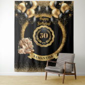 上品な金ゴールドハイヒール50th誕生日パーティサイン タペストリー (インサイチュ)