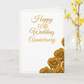 上品な金ゴールドバラ結婚50周年 カード (黄色い花)