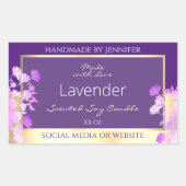 上品な金ゴールドパープルフローラ製品のパッケージラベル 長方形シール (正面)