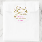 上品な金ゴールドピンク50誕生日ありがとう ラウンドシール (バッグ)