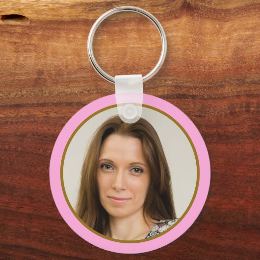 上品な金ゴールドピンク50th誕生日パーティーは写真を好む キーホルダー (裏面)