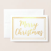 上品な金ゴールドフォイルメリークリスマスホリデーカード 箔カード (封筒付き正面)
