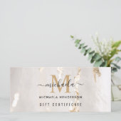 上品な金ゴールドフォイルモノグラムギフトバウチャー (スタンド正面)