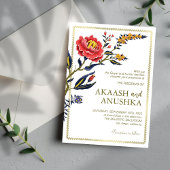 上品な金ゴールドフレームシックな結婚花 招待状