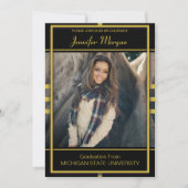上品な金ゴールドフレーム写真卒業招待状 招待状 (正面)