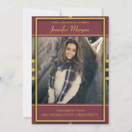 上品な金ゴールドフレーム写真卒業招待状 招待状