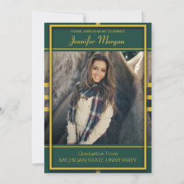 上品な金ゴールドフレーム写真卒業招待状 招待状