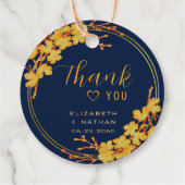 上品な金ゴールドフローラネイビー結婚ブルーの感謝 フェイバータグ (裏面)