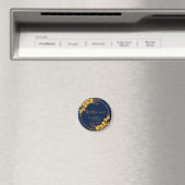 上品な金ゴールドフローラネイビー結婚ブルーの歓迎 マグネット (インサイチュ (食洗機))