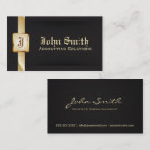 上品な金ゴールドベルトの説明の暗い名刺 名刺 (正面/裏面)