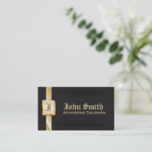 上品な金ゴールドベルトの説明の暗い名刺 名刺 (スタンド正面)