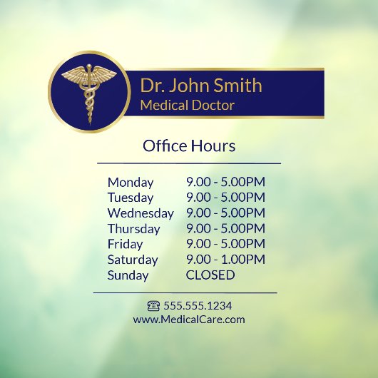 上品な金ゴールドメディカルカドゥセウス青い開館時間 ウィンドウサイン (シート3)