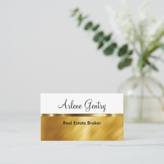 上品な金ゴールド実在エステート名刺 名刺 (スタンド正面)