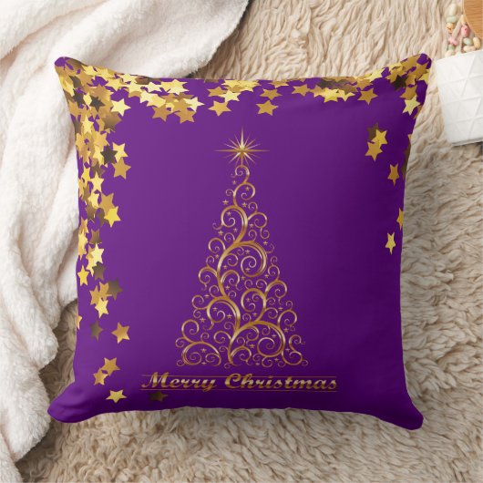 上品な金ゴールド抽象芸術クリスマスツリー装飾用クッション クッション (ブランケット)