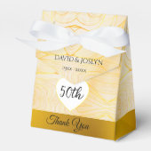 上品な金ゴールド抽象芸術50周年結婚かわいい フェイバーボックス (正面サイド)