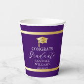 上品な金ゴールド枠ミニマリスト卒業パーティー 紙コップ (裏面)