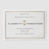 上品な金ゴールド法卒業式のVellum発表 ベラム紙招待状 (正面)