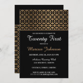 上品な金ゴールド誕生日招待状 招待状 (正面/裏面)