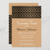 上品な金ゴールド誕生日招待状 招待状 (正面/裏面)