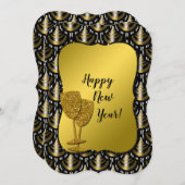 上品な金ゴールド、シルバー、ブラック・ニューイヤー シーズンカード (正面/裏面)