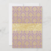 上品な金ゴールド&バイオレットダマスクの退職 招待状 (裏面)