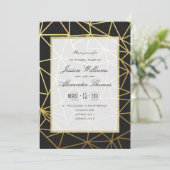 上品な金ゴールド&ブラックリハーサルディナー 招待状 (スタンド正面)