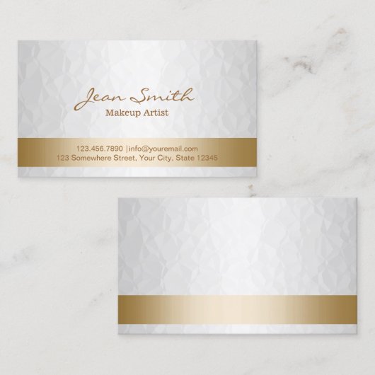 上品な金ゴールド&ホワイトメイクアップアーティスト 名刺 (正面/裏面)