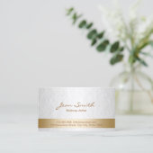 上品な金ゴールド&ホワイトメイクアップアーティスト 名刺 (スタンド正面)