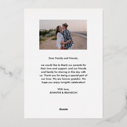 上品な金箔ありがとう |の結婚写真 箔シーズンカード (裏面)