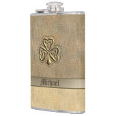 上品な金色のアイルランドのラッキーシャムロックレザーの外観 フラスク (左)