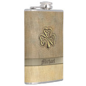 上品な金色のアイルランドのラッキーシャムロックレザーの外観 フラスク (右)