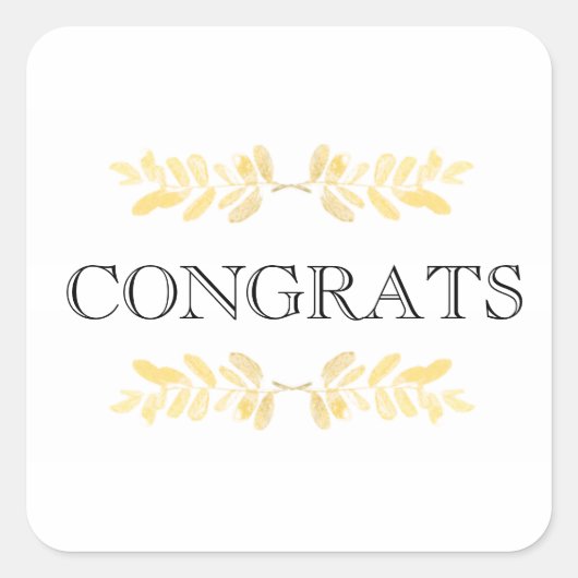 上品な金葉の – ミニマリスト スクエアシール (正面)