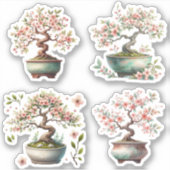上品な陶器の鉢の盆栽 シール (正面)
