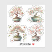 上品な陶器の鉢の盆栽 シール (シート)