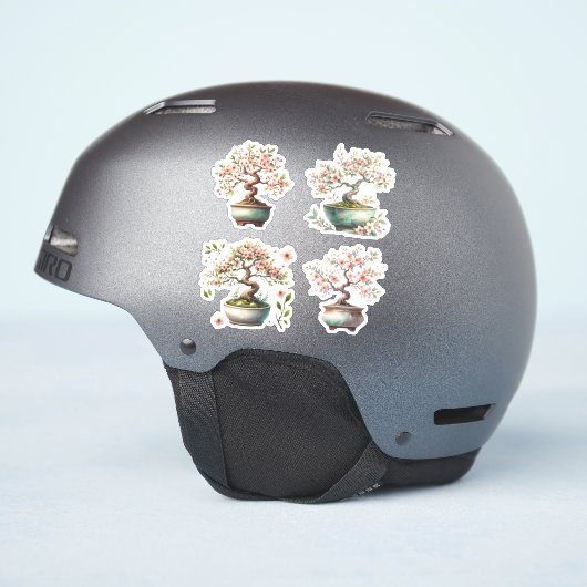 上品な陶器の鉢の盆栽 シール (ヘルメット側面)