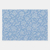 上品な離れフローラアートパターンOn Light Blue ラッピングペーパーシート (正面)
