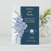 上品な青い花の結婚式招待状 招待状 (スタンド正面)