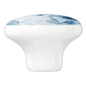 上品な青い花の陶器ノブ セラミックノブ (側面)