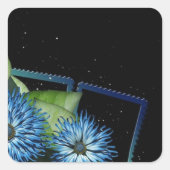 上品な青い黒いフローラギフト – パーソナライズされた名前 スクエアシール (正面)