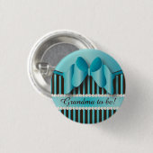 上品な青と茶色のストライプ 缶バッジ (正面&裏面)