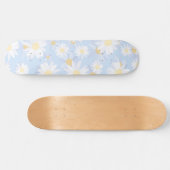 上品な青の白いデイジーの花 スケートボード (横)