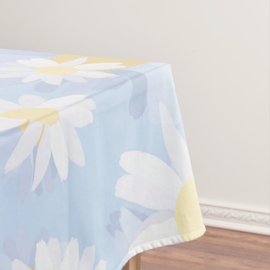 上品な青の白いデイジーの花 テーブルクロス (インサイチュ)